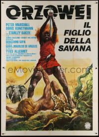 5w0831 ORZOWEI IL FIGLIO DELLA SAVANA Italian 2p 1976 Peter Marshall as Tarzan-like hero!