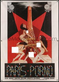 5w0268 PARIS PORNO Italian 2p 1979 Rometti art of naked woman around phallic Eiffel Tower, rare!