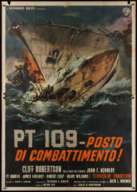 5w0270 PT 109 Italian 2p 1963 John F. Kennedy in World War II, different Ciriello sinking ship art!