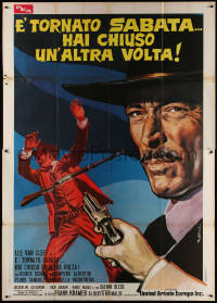 5w0838 RETURN OF SABATA Italian 2p 1972 cool Colizzi art of Lee Van Cleef with bizarre pistol!