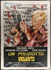 5w0277 SPECIAL COP IN ACTION Italian 2p 1976 art of Maurizio Merli with gun by bloody newspapers!