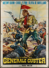 5w0281 THEY DIED WITH THEIR BOOTS ON Italian 2p R1963 Stefano art of Errol Flynn at Little Big Horn!