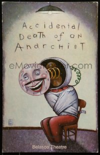 5w0289 ACCIDENTAL DEATH OF AN ANARCHIST stage play WC 1984 S. art of clock man in straitjacket!