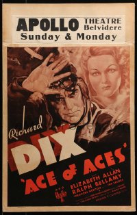 5w0322 ACE OF ACES WC 1933 great art of pacifist turned WWI pilot Richard Dix & Allan, rare!