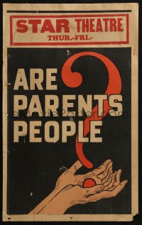 5w0329 ARE PARENTS PEOPLE? WC 1925 great art of hands holding giant question mark, ultra rare!