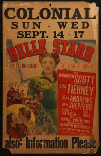 5w0344 BELLE STARR WC 1941 sexy outlaw Gene Tierney with gun & about to kiss Randolph Scott!