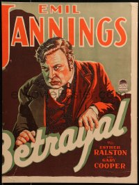 5w0345 BETRAYAL WC 1929 art of intense Emil Jannings over title, directed by Lewis Milestone!