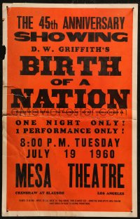 5w0348 BIRTH OF A NATION WC R1960 D.W. Griffith's classic tale of the Ku Klux Klan!