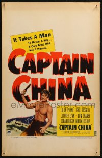 5w0359 CAPTAIN CHINA WC 1950 John Payne, Gail Russell, it takes a man to master a woman, rare!