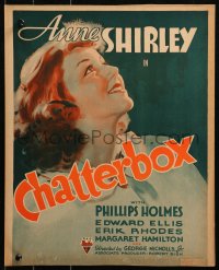 5w0364 CHATTERBOX WC 1936 c/u art of Anne Shirley, small town actress who goes to Broadway, rare!