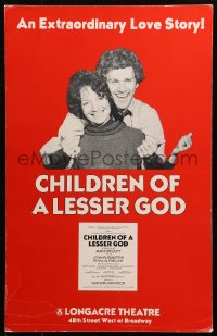 5w0292 CHILDREN OF A LESSER GOD stage play WC 1980 John Rubinstein & Phyllis Frelich on Broadway!