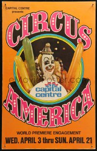5w0366 CIRCUS AMERICA WC 1974 cool clown image, world premiere engagement show at Capital Centre!