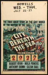 5w0367 CITY BENEATH THE SEA WC 1953 Budd Boetticher, cool art of deep sea divers by Reynold Brown!