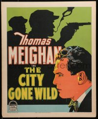 5w0368 CITY GONE WILD WC 1927 art of lawyer Thomas Meighan & smoking criminals with gun, ultra rare!