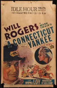 5w0373 CONNECTICUT YANKEE WC R1936 Will Rogers in full armor with knights saluting the King!