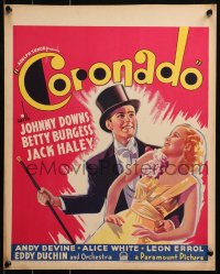 5w0374 CORONADO WC 1935 great artwork of Johnny Downs in tux with cane & sexy Betty Burgess!