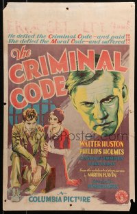 5w0377 CRIMINAL CODE WC 1931 Howard Hawks, art of Walter Huston, Holmes & Cummings, ultra rare!