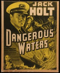 5w0381 DANGEROUS WATERS WC 1935 Jack Holt, Robert Armstrong, Grace Bradley, cool montage, rare!