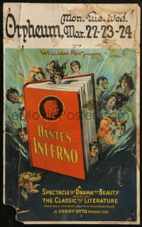 5w0382 DANTE'S INFERNO WC 1924 different montage art of people in Hell around source novel, rare!