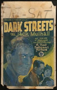 5w0383 DARK STREETS WC 1929 great art of Jack Mulhall as twin brothers with Lila Lee, ultra rare!