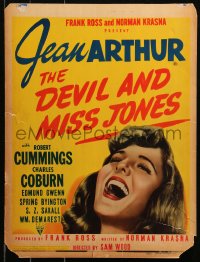 5w0385 DEVIL & MISS JONES WC 1941 great close up art of laughing sales girl Jean Arthur, very rare!
