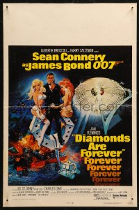 5w0387 DIAMONDS ARE FOREVER WC 1971 art of Sean Connery as James Bond 007 by Robert McGinnis!