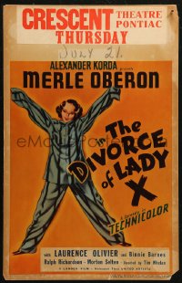 5w0388 DIVORCE OF LADY X WC 1938 great art of Merle Oberon wearing baggy pajamas, very rare!