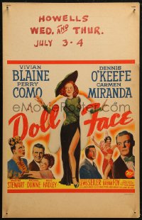 5w0392 DOLL FACE WC 1945 sexy full-length Vivian Blaine & Carmen Miranda, Perry Como, O'Keefe, rare!