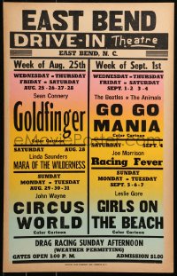5w0398 EAST BEND DRIVE-IN THEATRE Benton WC 1965 Goldfinger, Circus World, Go Go Mania & more!