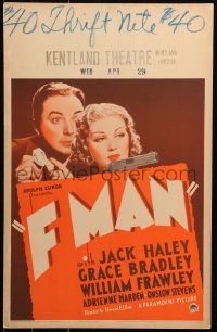 5w0405 F-MAN WC 1936 bumbling would-be G-Man Jack Haley & girlfriend Grace Bradley, ultra rare!