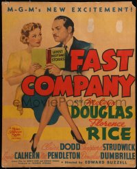 5w0409 FAST COMPANY WC 1938 art of Melvyn Douglas & Florence Rice reading bedtime stories, rare!