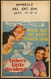 5w0410 FATHER'S LITTLE DIVIDEND WC 1951 Elizabeth Taylor, Spencer Tracy, Joan Bennett & Don Taylor!