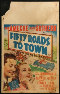 5w0413 FIFTY ROADS TO TOWN WC 1937 young Don Ameche & sexy Ann Sothern, cool car art, ultra rare!