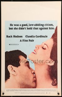 5w0416 FINE PAIR WC 1969 romantic super close up of Rock Hudson & sexy Claudia Cardinale!