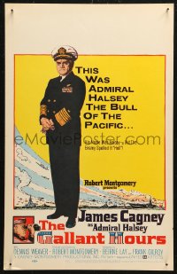 5w0423 GALLANT HOURS WC 1960 art of James Cagney as Admiral Bull Halsey in uniform!