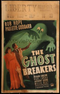 5w0427 GHOST BREAKERS WC 1940 Bob Hope & Paulette Goddard scared by cool huge spooky green ghost!