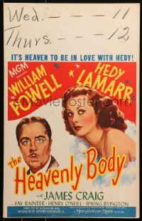 5w0446 HEAVENLY BODY WC 1944 William Powell, it's heaven to be in love with sexy Hedy Lamarr, rare!