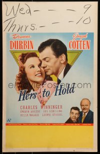 5w0450 HERS TO HOLD WC 1943 romantic close up of Deanna Durbin & Joseph Cotten, ultra rare!