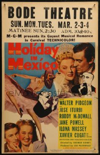 5w0453 HOLIDAY IN MEXICO WC 1946 Walter Pidgeon, Jane Powell, Massey, Hirschfeld-like art, rare!