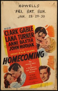 5w0456 HOMECOMING WC 1948 Clark Gable cheats on wife Anne Baxter with Lana Turner, Hodiak, rare!