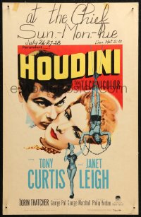 5w0459 HOUDINI WC 1953 Tony Curtis as the legendary magician + his sexy assistant Janet Leigh!