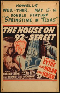 5w0460 HOUSE ON 92nd STREET WC 1945 William Eythe, Lloyd Nolan, Signe Hasso, WWII Nazi film noir!