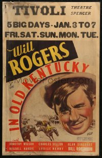 5w0467 IN OLD KENTUCKY WC 1935 great portrait of Will Rogers, plus cool horse racing art!
