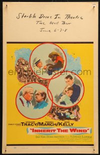 5w0469 INHERIT THE WIND WC 1960 art of Spencer Tracy, Fredric March, Gene Kelly & chimpanzee!