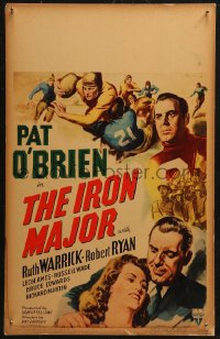 5w0471 IRON MAJOR WC 1943 Pat O'Brien plays football in the military, great sports montage art!