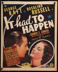 5w0472 IT HAD TO HAPPEN WC 1936 great c/u of George Raft staring at Rosalind Russell, very rare!