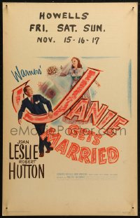 5w0475 JANIE GETS MARRIED WC 1946 pretty bride Joan Leslie & groom Robert Hutton, very rare!