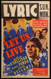 5w0485 LET US LIVE WC 1939 Henry Fonda & sexy Maureen O'Sullivan, Ralph Bellamy, ultra rare!