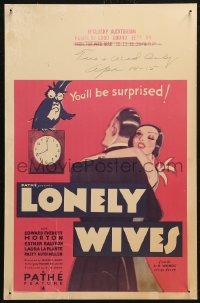 5w0489 LONELY WIVES WC 1931 art of Edward Everett Horton, who seduces his lookalike's wife!