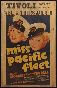5w0506 MISS PACIFIC FLEET WC 1935 art of pretty Joan Blondell & Glenda Farrell in captain's hats!